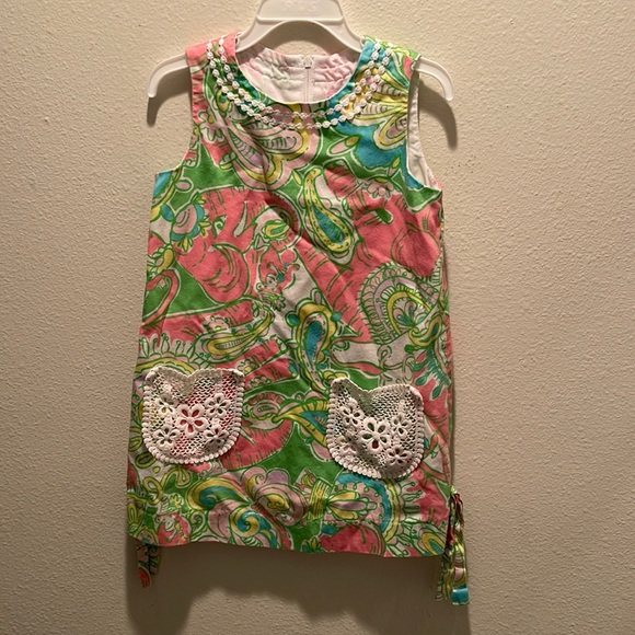Lilly Pulitzer little girls pink and green shift dress size 4 - Picture 1 of 6
